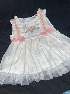 Little Lass Baby girls  lacy dress size 18 months white & pink