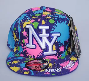 New York NY City Hunter Purple Paint Splash Hat Fitted Flat Peak Baseball Cap - Picture 1 of 5