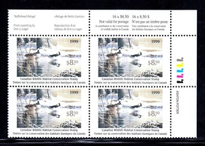 CANADA — VAN DAM FWH15 — 1999 WILDLIFE CONSERVATION PLATE BLOCK — MNH — UN $115 - Picture 1 of 1