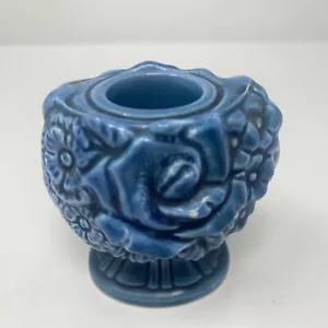 Indigo Blue Ceramic Floral Candlestick Holder - Japan - Picture 1 of 11