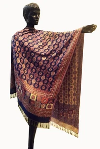 CHRISTMAS GIFT CASHMERE SILK PASHMINA REVERSIBLE SHAWL WRAP SCARF THROW KASHMIR - Picture 1 of 8