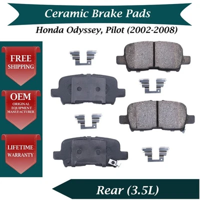 Kit de pastilhas de freio traseiras de cerâmica original premium para 2002-2008 Honda Pilot Odyssey - Imagem 1 de 4