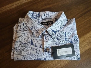 NWT Cooling Solaris Men's Mountain Motif Button Up Short Sleeved Shirt Sz: XL - Picture 1 of 6