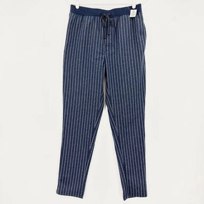 Stafford Men's Regular Fit Navy Blue Striped Sleep Pant Size S Buttons Front NWT - Image 1 of 4