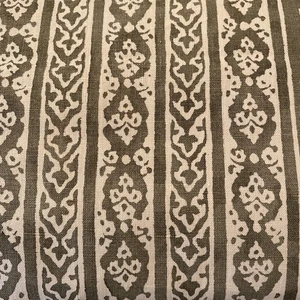 Namay Samay Handprinted Resist Dyed 100% Linen Fabric- bujh  21”x55” - Picture 1 of 3