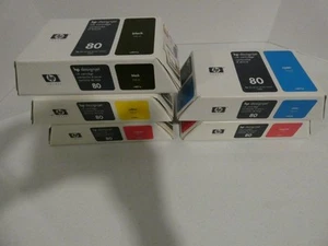 Brand New 5 Pack Genuine HP 80 Black & Color 350 ml & 175 ml Ink Cartridge Lot - Picture 1 of 3