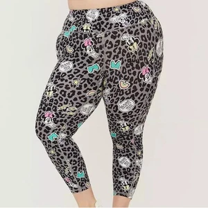 Torrid Plus Size 3 Disney Leopard Minnie Mouse Active Gym Crop Pants Leggings 3X - Picture 1 of 3