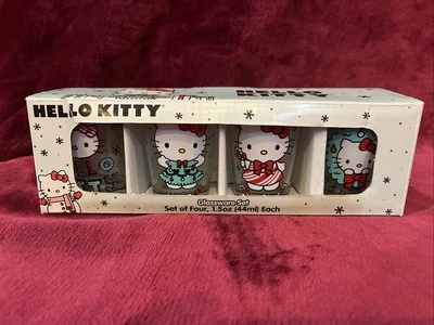 New! HELLO KITTY Glassware Shot Glass Set Of Four 1.5oz - Image 1 of 4