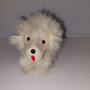 Vintage Dog Puppy Figure Real Rabbit Fur Kitsch Carnival Prize 4" x 3" - Read  - Picture 1 of 9
