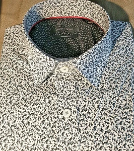 NWT Bugatchi men's L long sleeve button down shirt circular jacq shapes/stripe S - Picture 1 of 22
