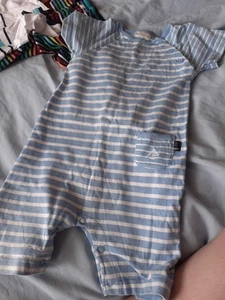 Jojo Maman Bebe Blue And White Stripe Romper Size 18-24 Months - Picture 1 of 5