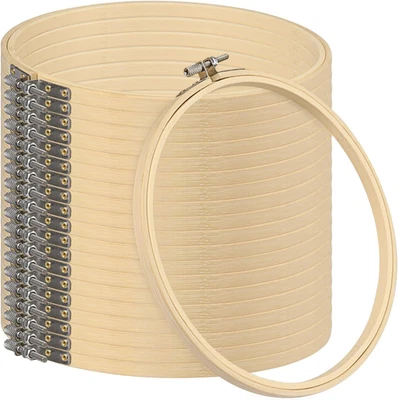 18 PCS Bamboo Embroidery Hoops Set, 8 Inch Adjustable Cross Stitch Rings in Bulk - Image 1 of 4