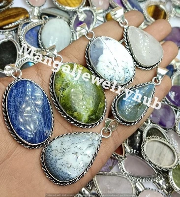 Lote de joyas enchapadas en plata de ley 925 colgantes de ópalo y mezcla de dendrita A++ Foto 1 de 4