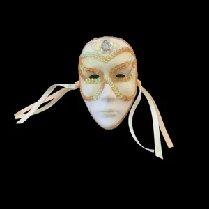 Mardis Gras Ceramic Face Mask UCAGCO 5" Glitter Sequins Decorative Mask - Picture 1 of 10