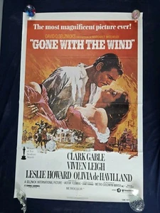 Vintage ~ Gone with the Wind ~ Original One Sheet Movie Poster 27x41 VGUC - Picture 1 of 10