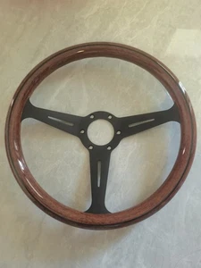 Volante 350mm Madera Caoba con Radios Negros Nuevo - Imagen 1 de 3