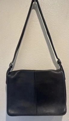 COACH Vintage Full Flap Messenger Brief Laptop Bag Black Leather 5206 90's USA - Image 1 of 4