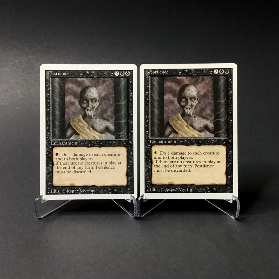 (2) Magic: The Gathering Pestilence MTG Revised Edition Vintage 1994 LP/MP - Image 1 of 2