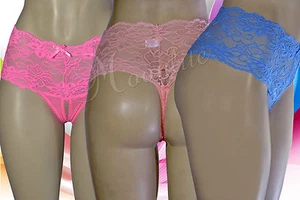 6 Lady Open Crotch Crotch-less Panties G-String Sexy Mixed Color S M L XL 7321 - Picture 1 of 13