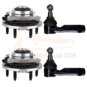 4 x Wheel Hub & Bearing Assembly Outer Tie Rod Ends For 2004 2005 Ford F-150 4WD