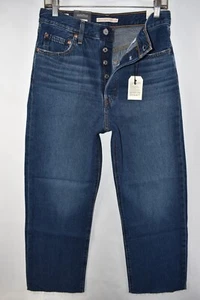 Jeans donna Levi's Premium Ribcage dritti alla caviglia vita alta Big E nuovi taglia 29x27 - Foto 1 di 11