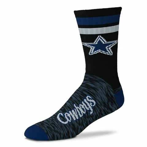 New! Dallas Cowboys Black Script NFL Crew Socks Mens Womens 2 Sizes Available Cover