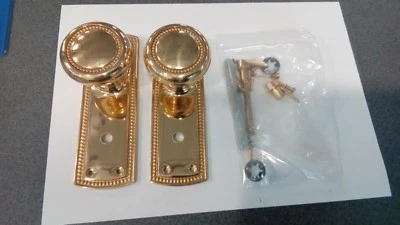 Frank Allart Georgian Lever Bathroom Mortice Knobs on Backplate Polished Brass - Image 1 of 2