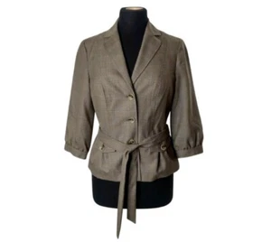 Banana Republic Blazer Suit Jacket Size 6 Wool 3/4 Sleeve 3 Button Plaid New - Picture 1 of 9