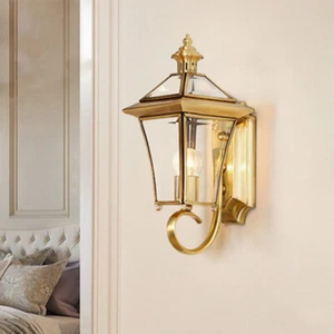 Modern Wall Light Glass Wall Lamp Outdoor Brass Wall Sconce Garden Home Lighting - Picture 1 of 12