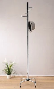 6 Hooks Coat Hat Rack Silver Metal Chrome Finish - Picture 1 of 1