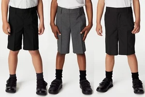 Pantalones Cortos Escolares Niños Ex M&S Pierna Ajustada Gris Negro Carbón 2 a 16 Años Nuevos #4969 - Imagen 1 de 4