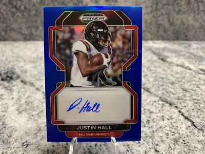2023 Prizm Draft Justin Hall /149 BLUE PRIZM Auto Raiders Ball St Cardinals RC - Image 1 of 2