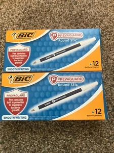 2x BIC PrevaGuard Round Stic Ballpoint Pen Blue 12 count per pack - Picture 1 of 1