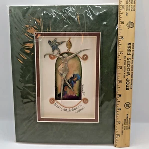 KATHLEEN MASTER Mixed Media Watercolor Signed Unframed 3D Shadow Mat Woman Quote - Picture 1 of 11