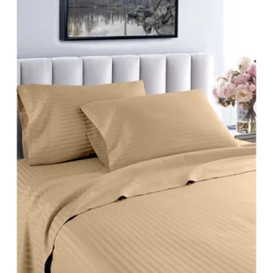 Hotel London 600 Thread Count 100% Cotton Deep Pocket Striped Sheet Set Twin XL, - Picture 1 of 3