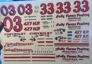 PPP #03 33 GC Spencer Buck Baker 1963 Impala Holly Farms Pollame 1/25 Decalcomanie - Foto 1 di 2