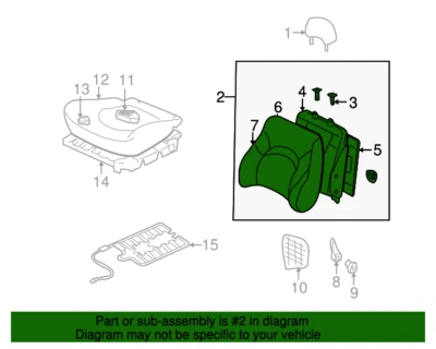 NEW GENUINE HYUNDAI FRONT RT SEAT BACK FOR 01-03 XG350 (PN 88400-39860PAZ) Foto 1 de 2