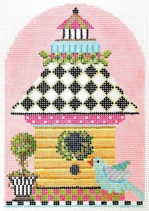Needlepoint Handpainted Kelly Clark Birdhouse Yellow Clapboard 4x6 - Picture 1 of 1
