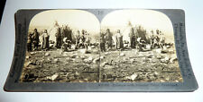 Stereoview CARD 1910s ESKIMOS With Summer TENTS GREENLAND