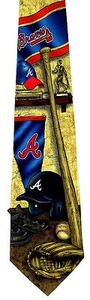 Atlanta Braves Retro Men's Silk Necktie MLB Baseball Sports Fan Tan Neck Tie - Picture 1 of 4