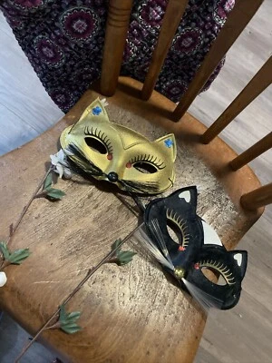 2 MASCARILLA FACIAL PANTERA DISFRAZ HALLOWEEN ACCESORIO MASCARADA. Fabricado Italia Foto 1 de 4