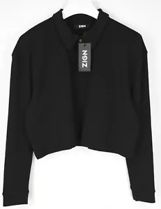 Zign Sweatshirt Damen XL Pullover Abgeschnitten Polo Kragen Schwarz - Bild 1 von 5