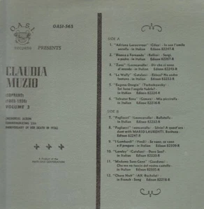 LP Claudio Muzio Volume 3 TEXTURED SLEEVE, STILL SEALED NEW OVP O.A.S.I. - Picture 1 of 1