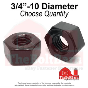 3/4"-10 Grade 2H Structural Heavy Hex Nuts Plain Coarse Thread (Pick Quantity) - Picture 1 of 7