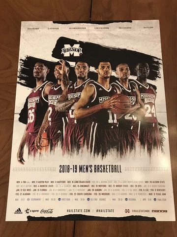 MISSISSIPPI STATE 2018 - 2019 Basketball Schedule Poster HUGE 18 x 24 Cover