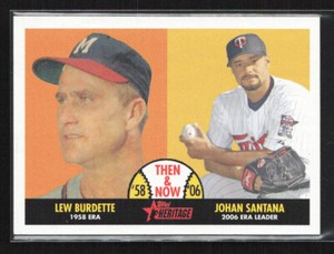 2007 Topps Heritage Then and Now #TN5 Lew Burdette/Johan Santana! *PWE*