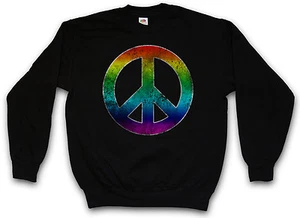 REGENBOGEN PEACE SYMBOL SWEATSHIRT PULLOVER PULLI Schild Logo Hippie 60er Goa Gay - Bild 1 von 2