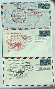 1976 MEDFORD OREGON Three FDCs 50TH ANNIV CONTRACT AIR MAIL  First Flight 9E - Picture 1 of 3