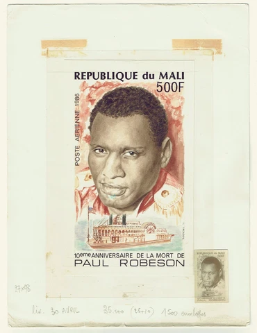 MALI 1986 PAUL ROBESON CINEMA ORIGINAL DRAWING ARTWORK ADOPTED DESIGN C522UNIQUE Cover
