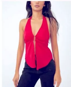 Neu mit Etikett Free People Calista Neckholder-Top XS rosa gesmokter Rücken feminin kokett - Bild 1 von 8